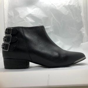 Womens Black Leather Booties Biker / 90s Look Size 7.5